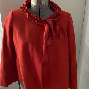 J Crew Orange wool blazer/jacket Plaid Lining Size 6